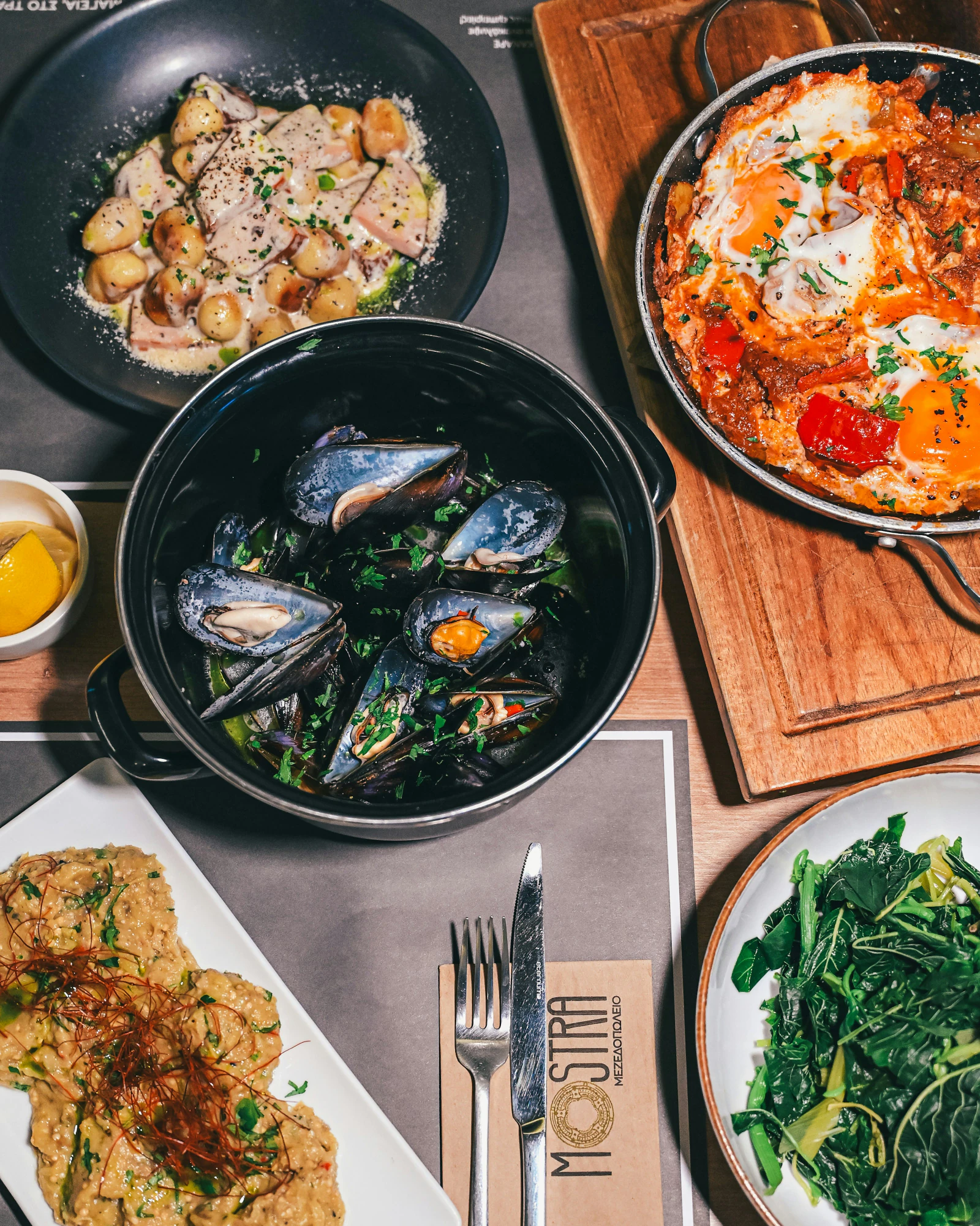 Mediterranean mezze spread on a table