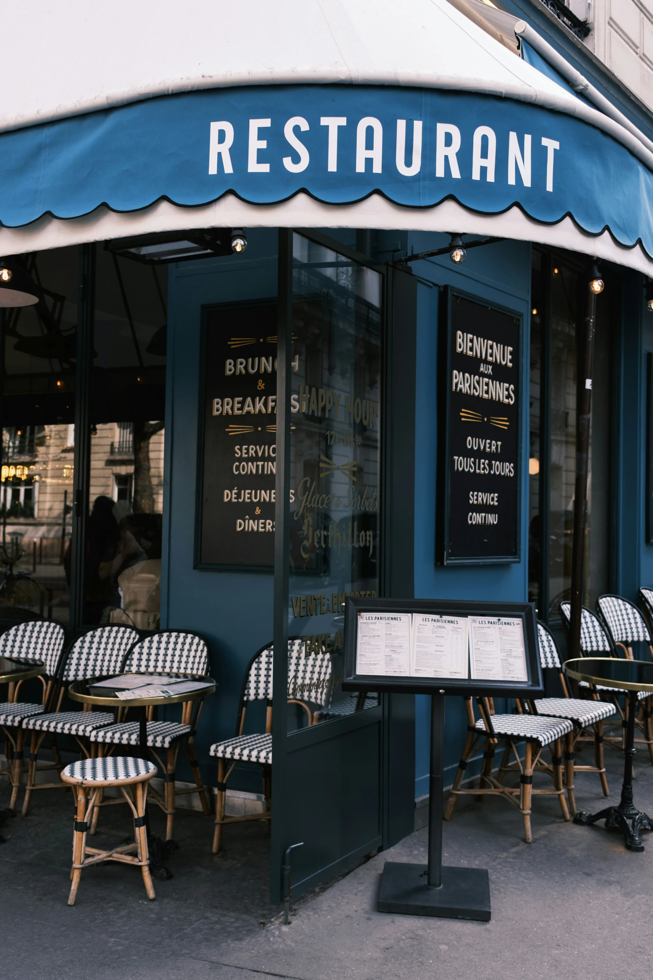 Outdoor café table with food and drinks